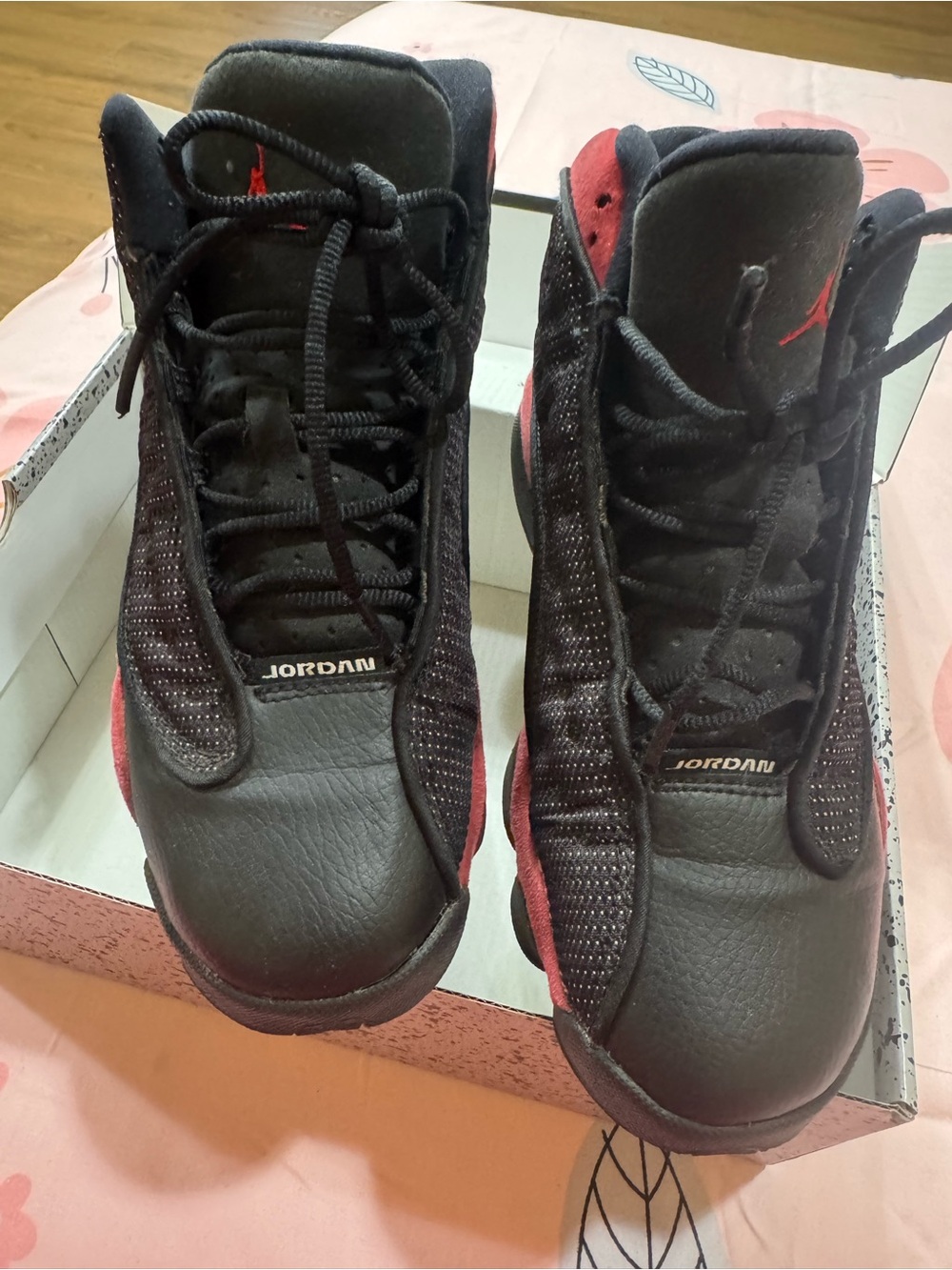 Jordan Black and Red High-Top Basketball Sneakers
